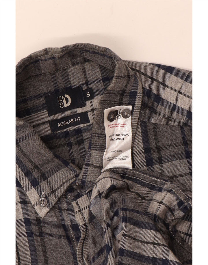 DACK'S Chemise Regular Fit en Flanelle pour Hommes en Coton à Petits Carreaux Gris