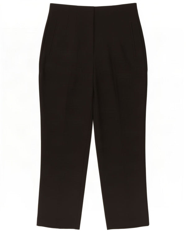 Zara Pantalon décontracté taille haute pour femme Large W30 L26 Noir Polyester