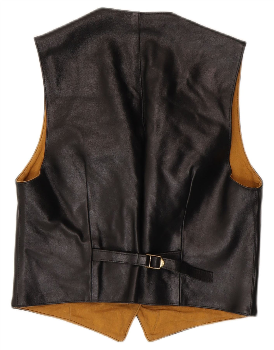 VINTAGE Gilet en cuir femme IT 46 Grand cuir noir