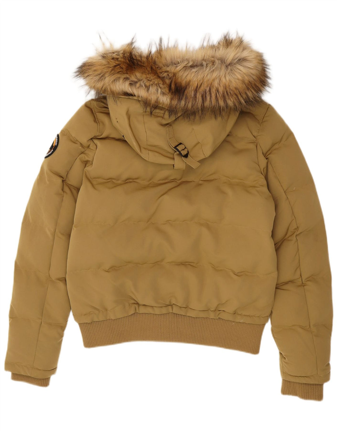 Superdry Veste matelassée à capuche pour femme UK 14 Large Beige Polyester