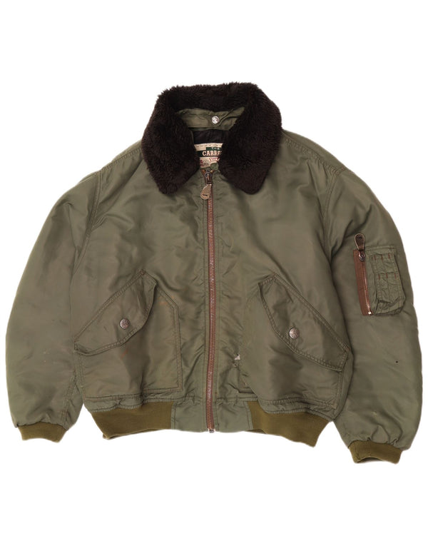 Carrera Veste Bomber Homme UK 40 Large Kaki Colourblock Polyamide