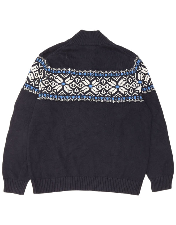 L.L.Bean Pull col zippé pour homme XL en coton Fair Isle bleu marine