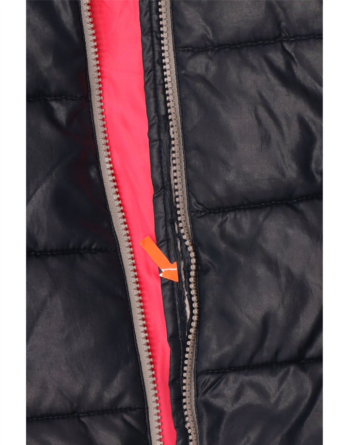 BENETTON Veste matelassée à capuche pour fille 4-5 ans XS Bleu marine Polyester