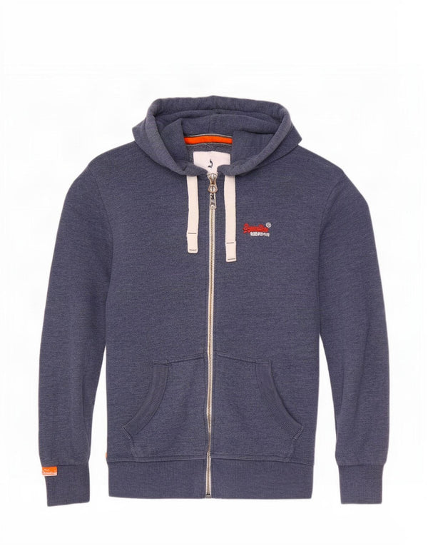Superdry Pull à capuche zippé en coton bleu petit pour homme