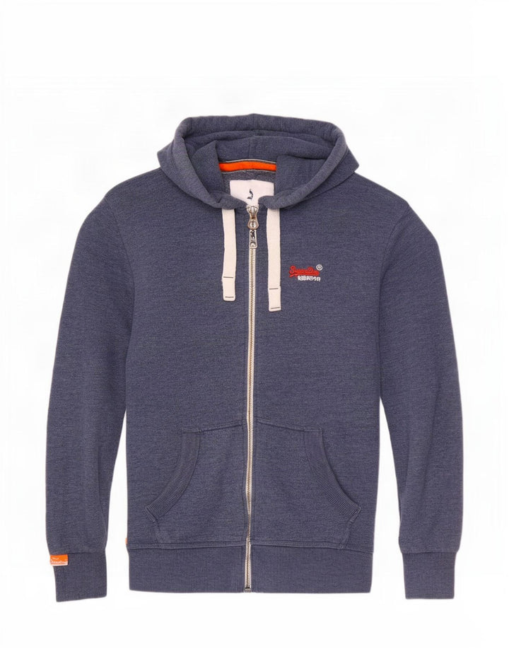 Superdry Pull à capuche zippé en coton bleu petit pour homme