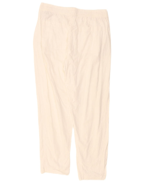 Marks & Spencer Pantalon décontracté pour femme UK 14 Large W32 L28 Blanc