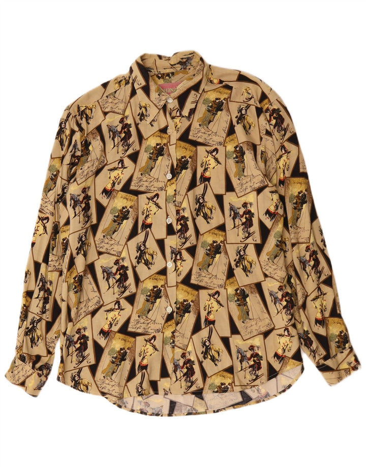 HANAITI Chemisier graphique pour femme UK 44 Beige moyen patchwork viscose