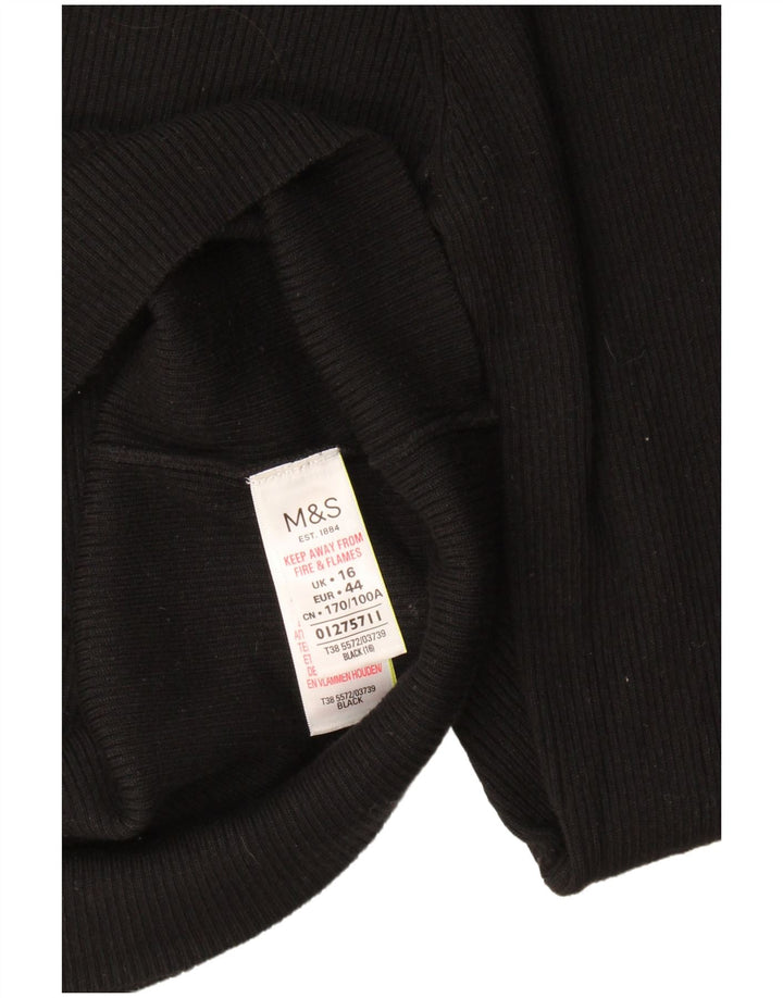Marks & Spencer Haut à manches longues pour femme UK 16 Large Noir Viscose