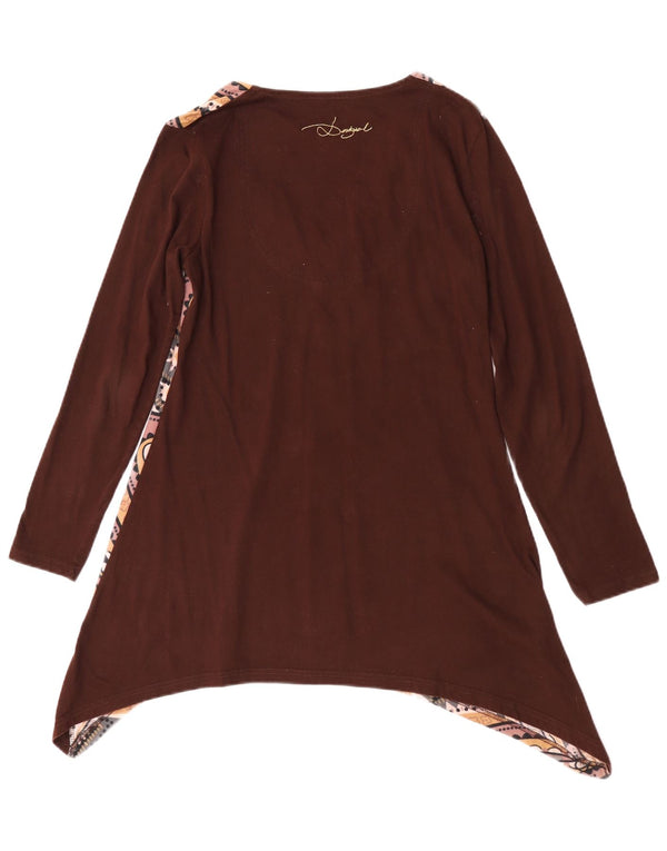 Desigual Tunique Asymétrique à Manches Longues pour Femme UK 14 Grand Marron Floral