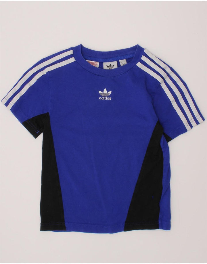 ADIDAS T-Shirt Garçon 5-6 Ans Bleu Colorblock Coton