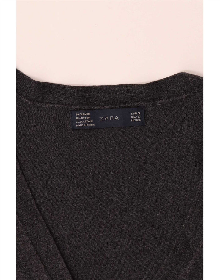 Zara Womens Cardigan Sweater UK 10 Petite Rayonne Grise