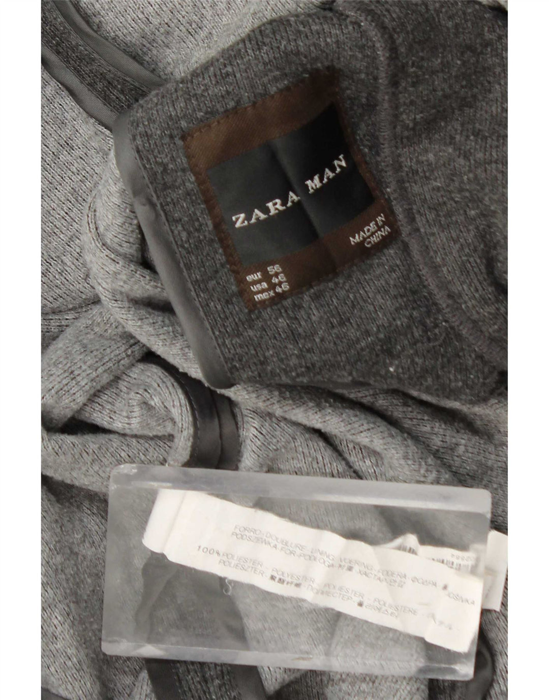 Zara Veste Blazer 2 Boutons Homme EU 56 XL Gris Polyester