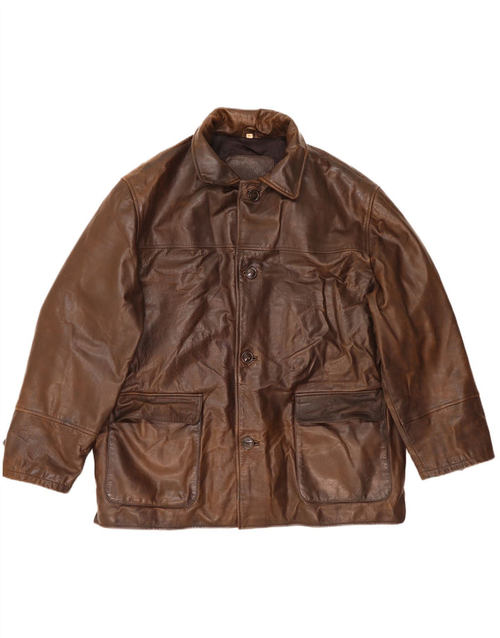 Veste en cuir homme vintage IT 54 2XL Cuir marron