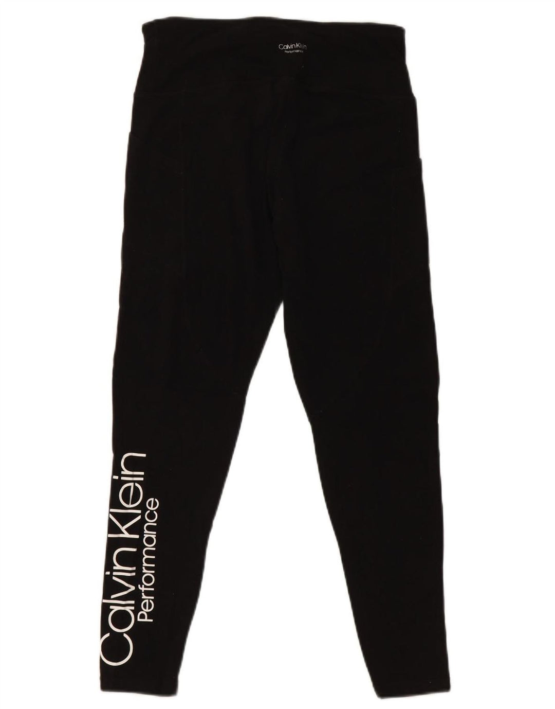 CALVIN KLEIN Legging court graphique pour femme UK 12 coton noir moyen