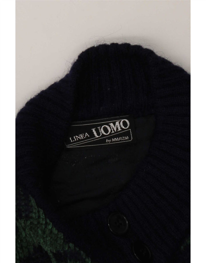 Marzia Pull Cardigan Homme 2XL Bleu Marine Géométrique