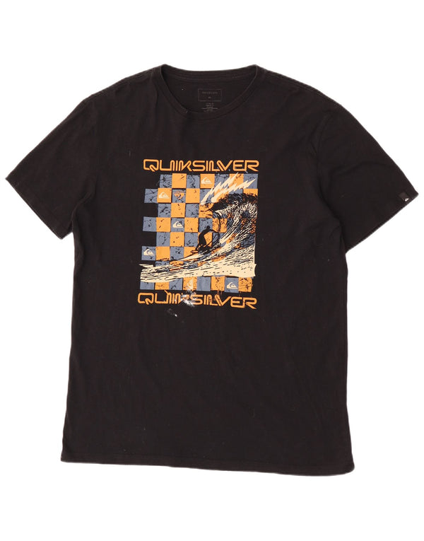 Quiksilver Mens Regular Graphic T-Shirt Top Large Noir Coton