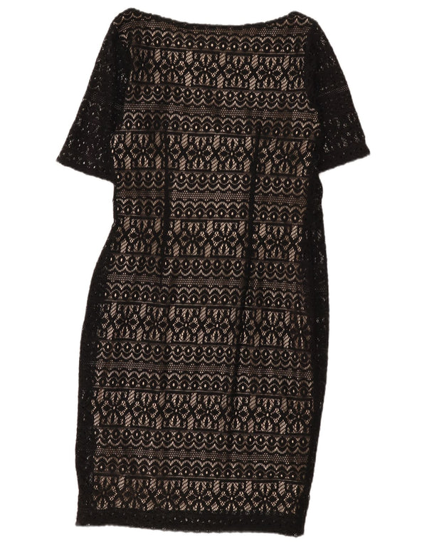 Marks & Spencer Robe fourreau en dentelle pour femme UK 12 Medium Noir Floral