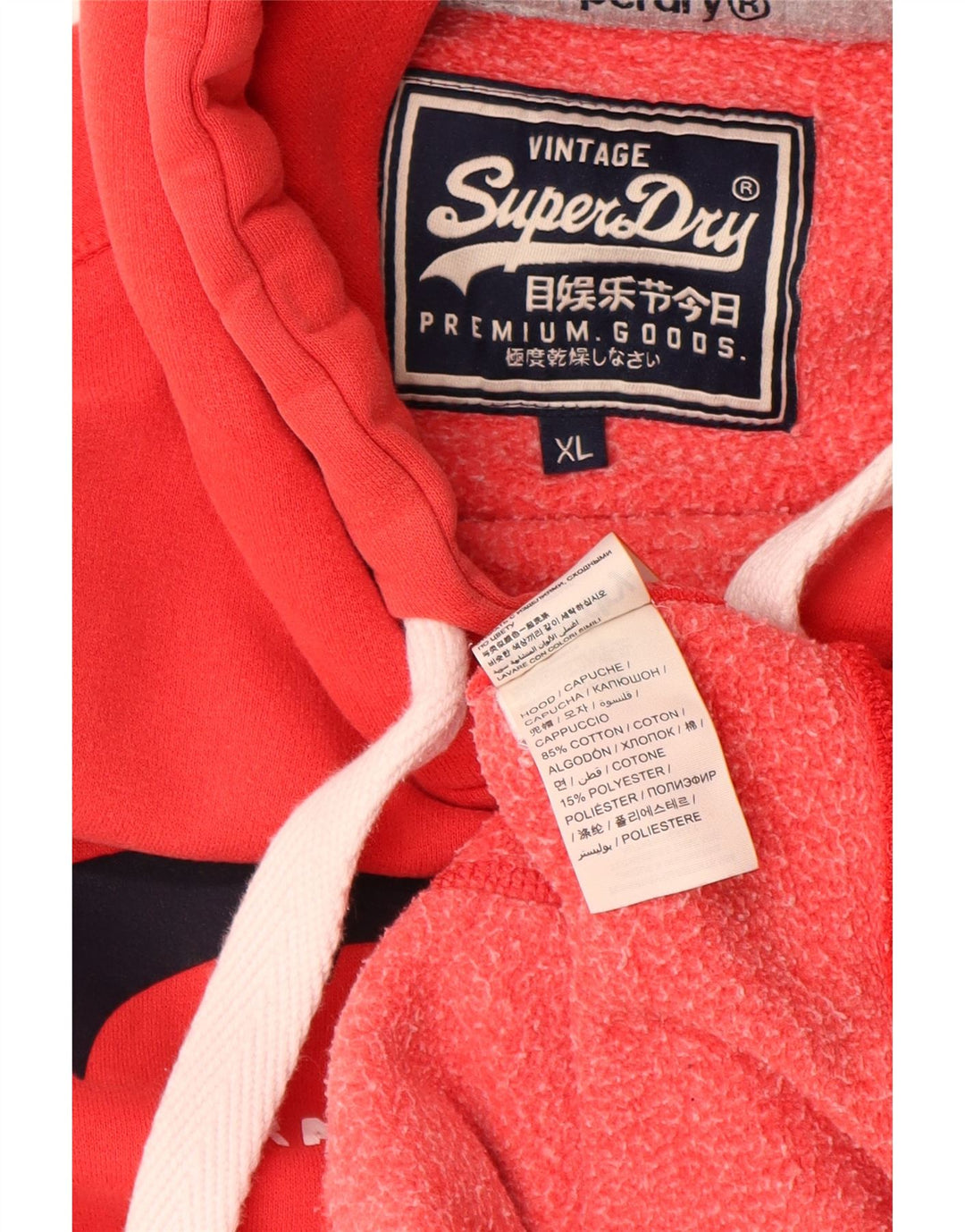 SUPERDRY Pull à capuche Real Graphic pour homme XL Rouge Coton
