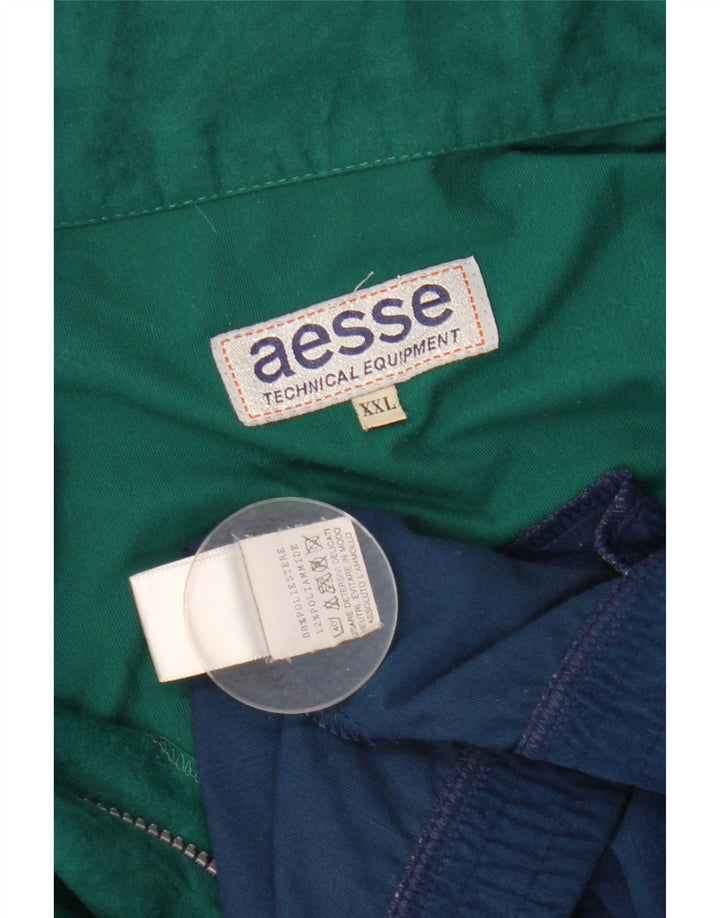 Aesse Veste de survêtement en velours pour homme 2XL Bleu marine Colorblock Polyester