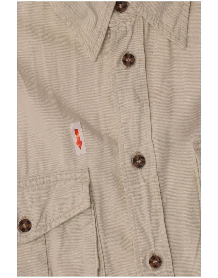 Wrangler Chemise militaire à manches courtes pour homme en coton blanc cassé moyen