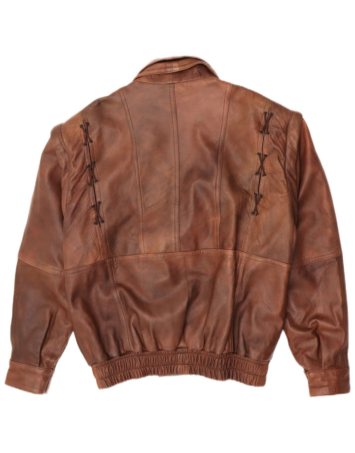 veste en cuir homme vintage UK 40 Grand cuir brun