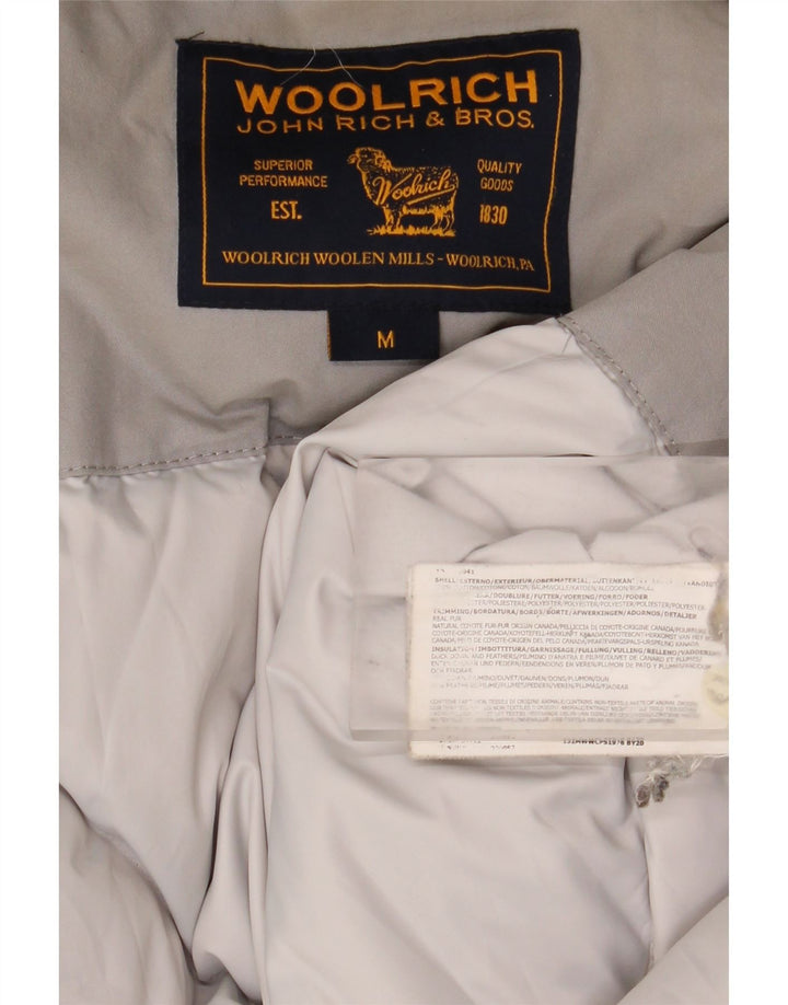 Woolrich Manteau rembourré à capuche pour femme UK 44 Gris moyen Coton