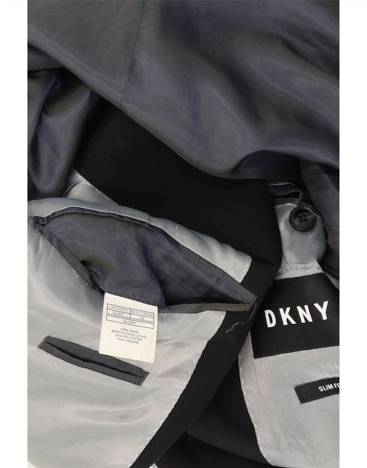 Dkny Veste Blazer Courte à 2 Boutons pour Homme UK 42 XL Laine Noire