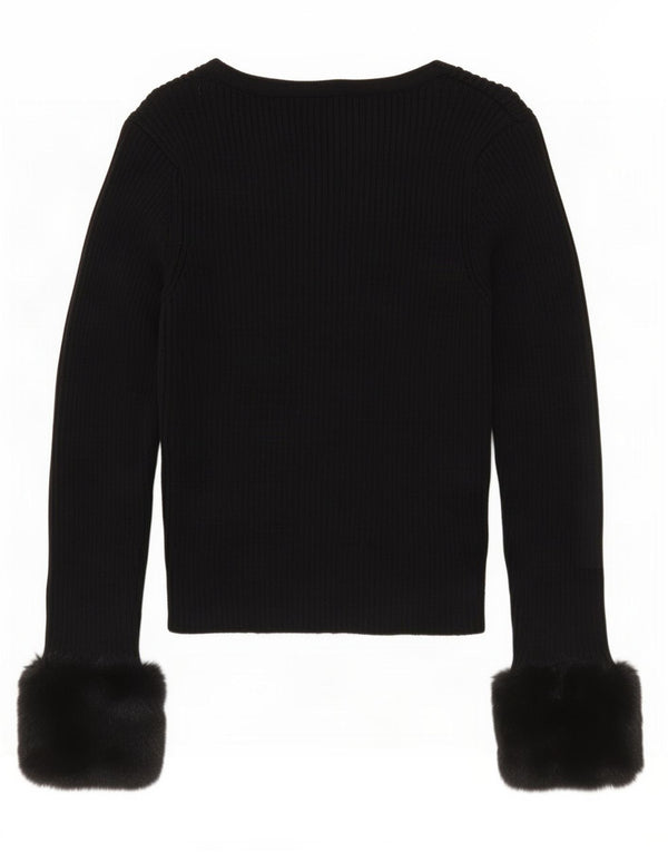 Zara Womens Crop Cardigan Pull UK 12 Moyen Noir
