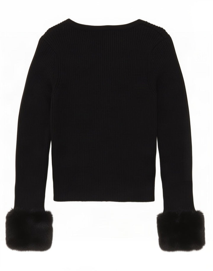 Zara Womens Crop Cardigan Pull UK 12 Moyen Noir