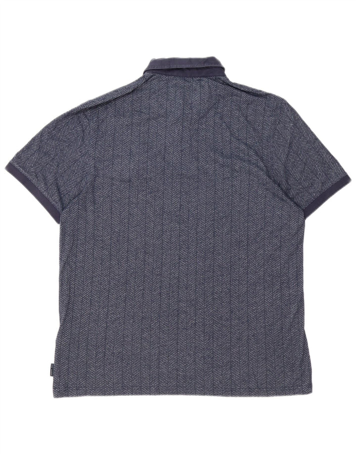 TED BAKER Polo Homme Taille 6 2XL Bleu Marine Chevrons Coton
