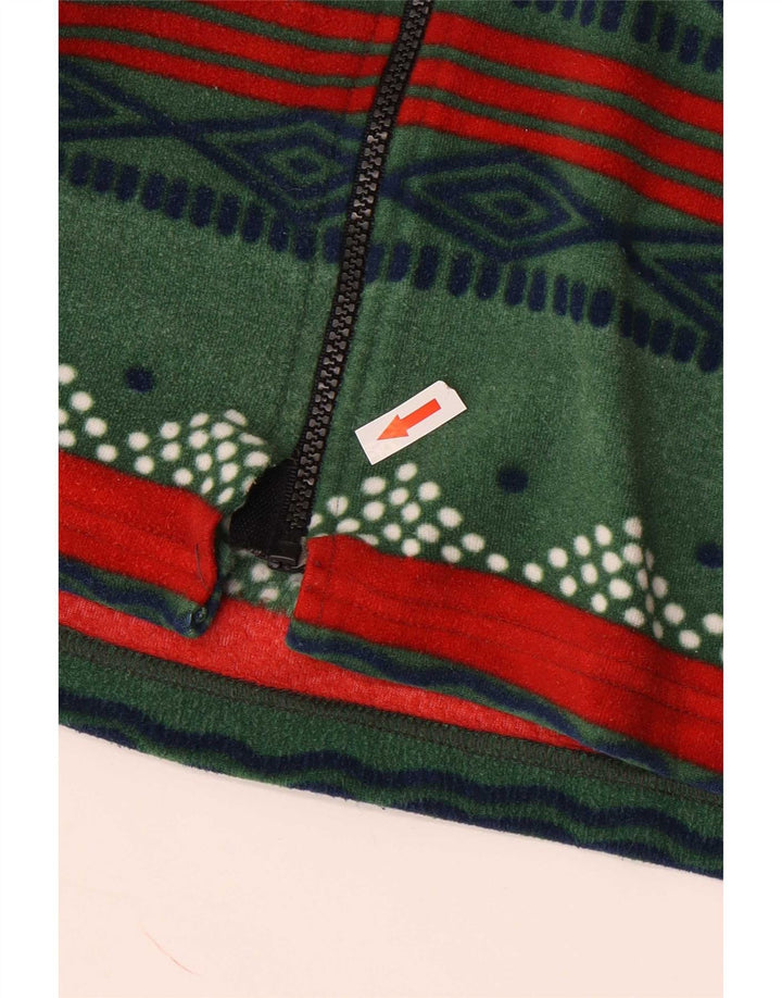 vintage Mens Fleece Jacket UK 38 Moyen Vert Géométrique