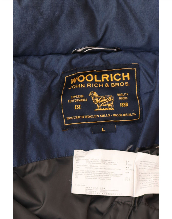 Woolrich Veste matelassée pour femme UK 16 Large Bleu marine Coton