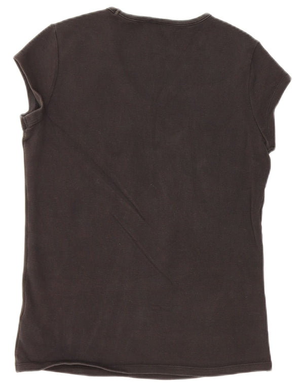 NIKE T-Shirt Femme Top UK 14/16 Large Noir Coton