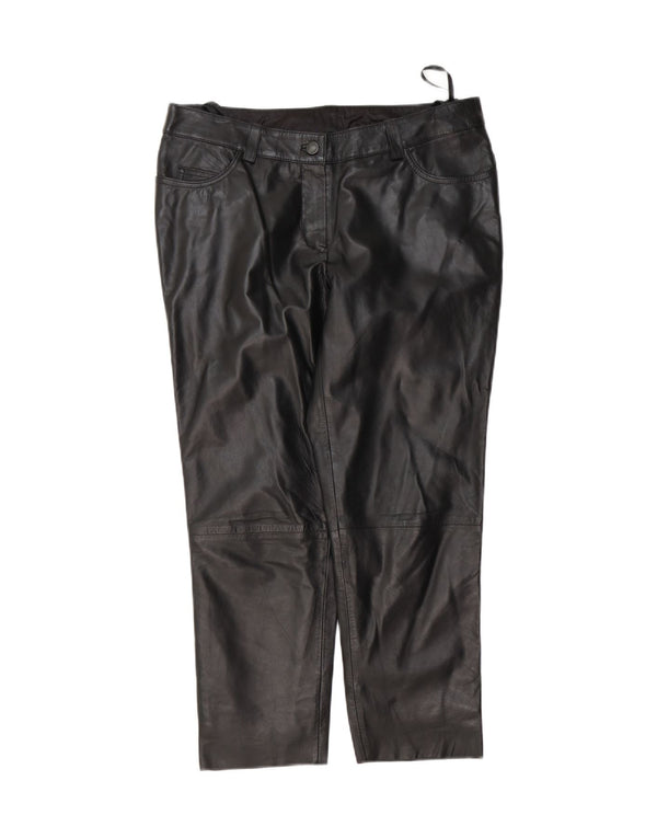 Heine Pantalon court en cuir pour femme UK 14 Large W32 L25 Cuir noir