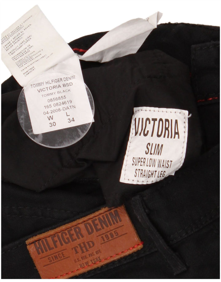 Tommy Hilfiger Pantalon décontracté taille basse pour femme W30 L34 Noir Coton