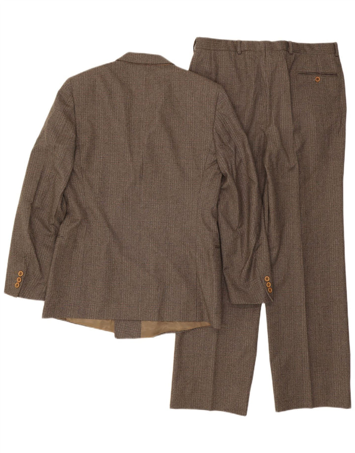 Costume 2 Pièces Vintage Homme IT 50 Grand W32 L32 Laine à Carreaux Marron
