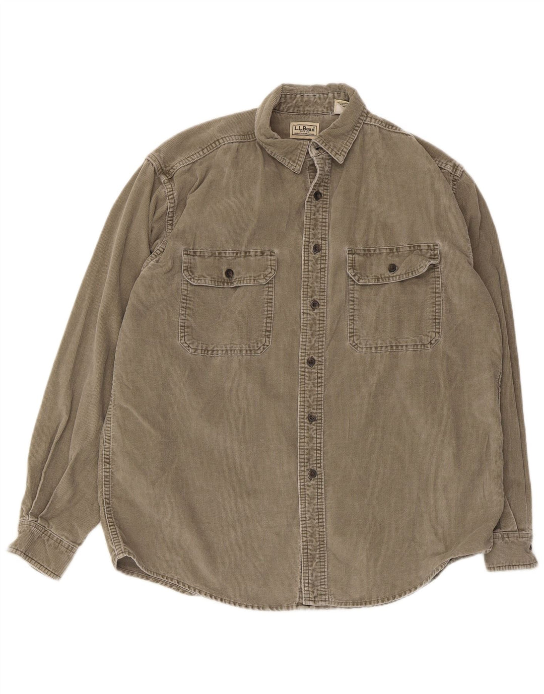 L.L.Bean Chemise Velours Côtelé Homme Coton Kaki Moyen