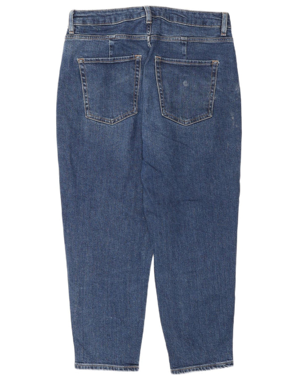 Marks & Spencer Jean court taille haute pour femme UK 12 Medium W30 L25 Bleu