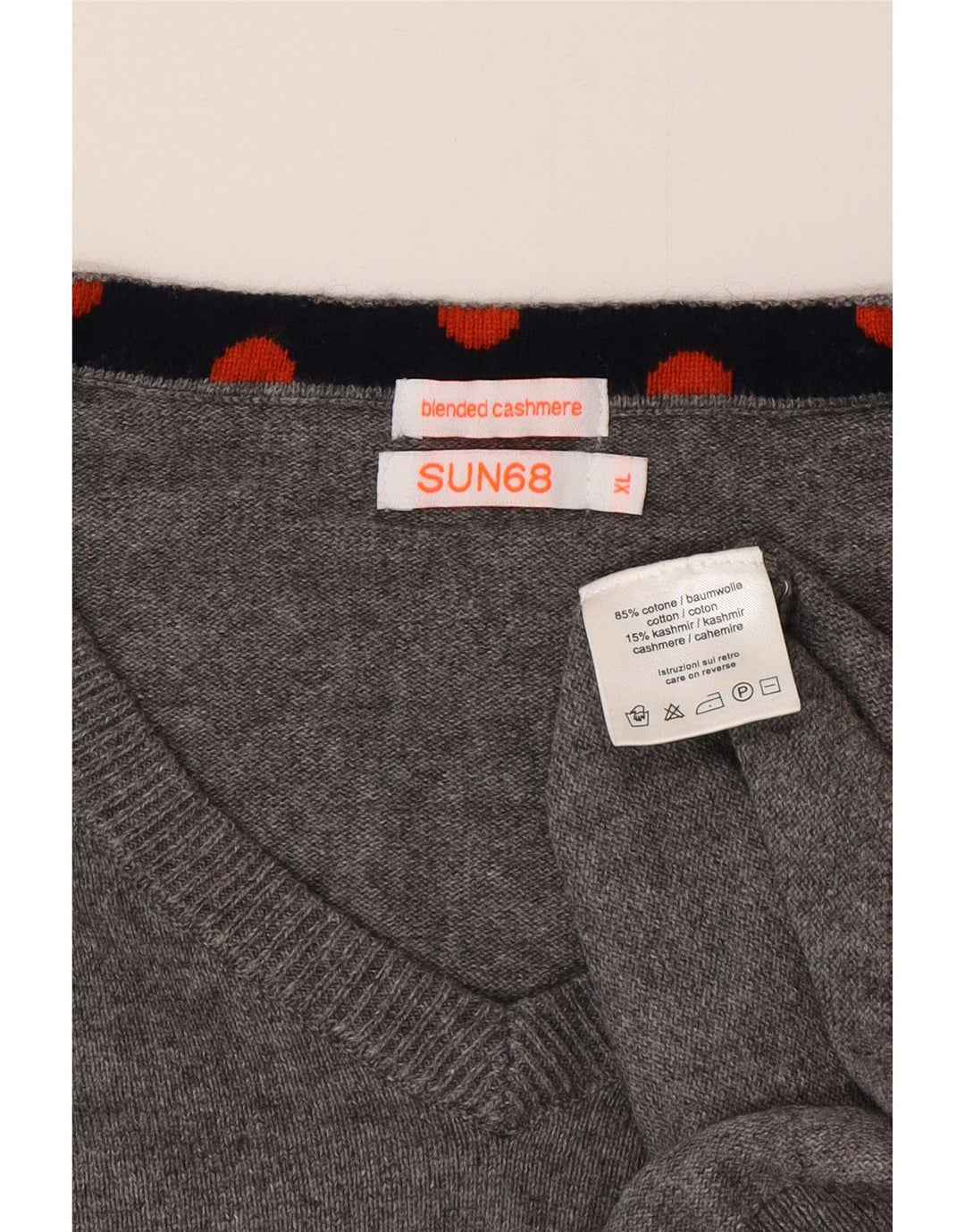 Sun68 Pull Col V Homme XL Gris Moucheté Coton