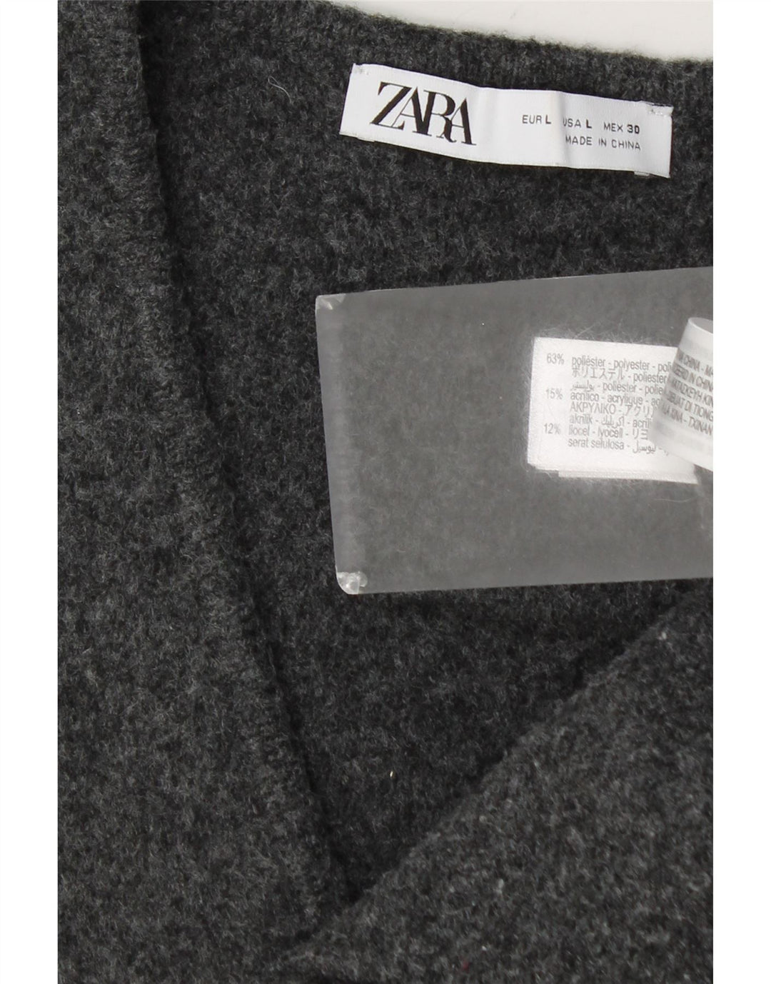 Zara Femme Gilet UK 44 Large Gris Polyester