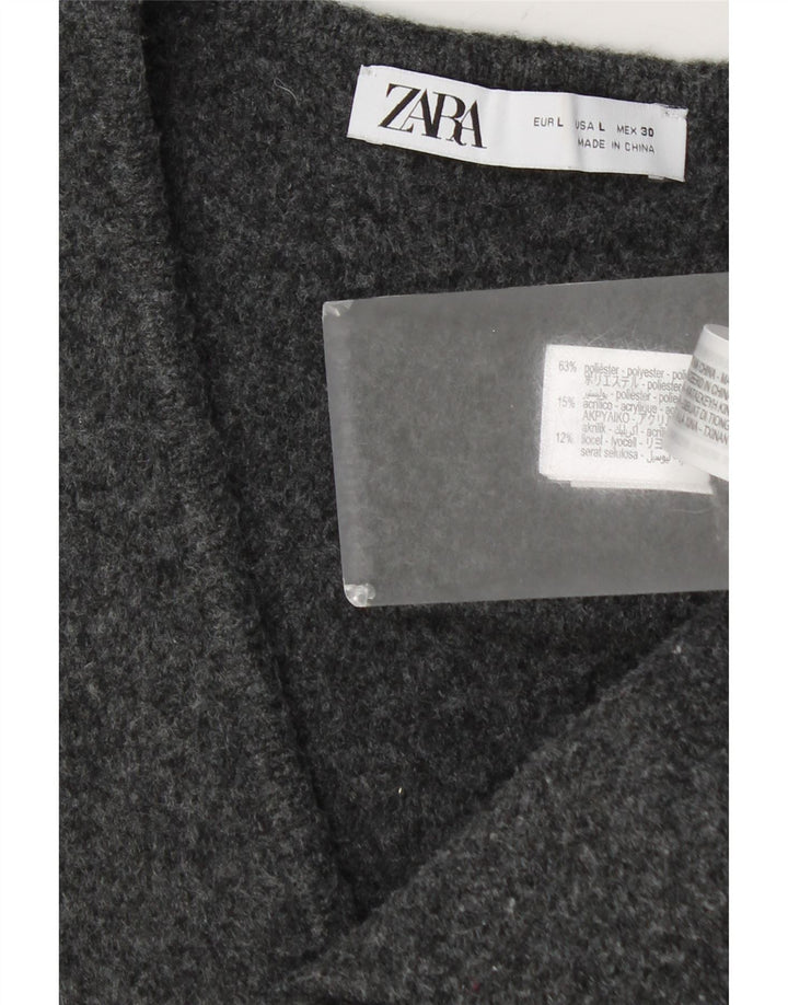Zara Femme Gilet UK 44 Large Gris Polyester