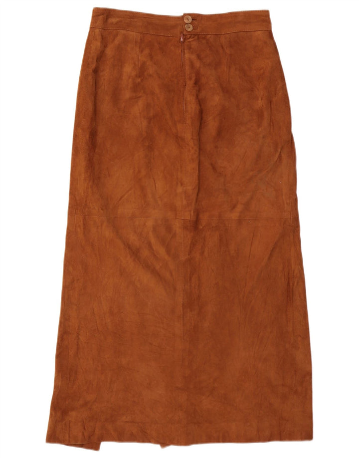 vintage Femme Daim Maxi Jupe Moyen W30 Marron