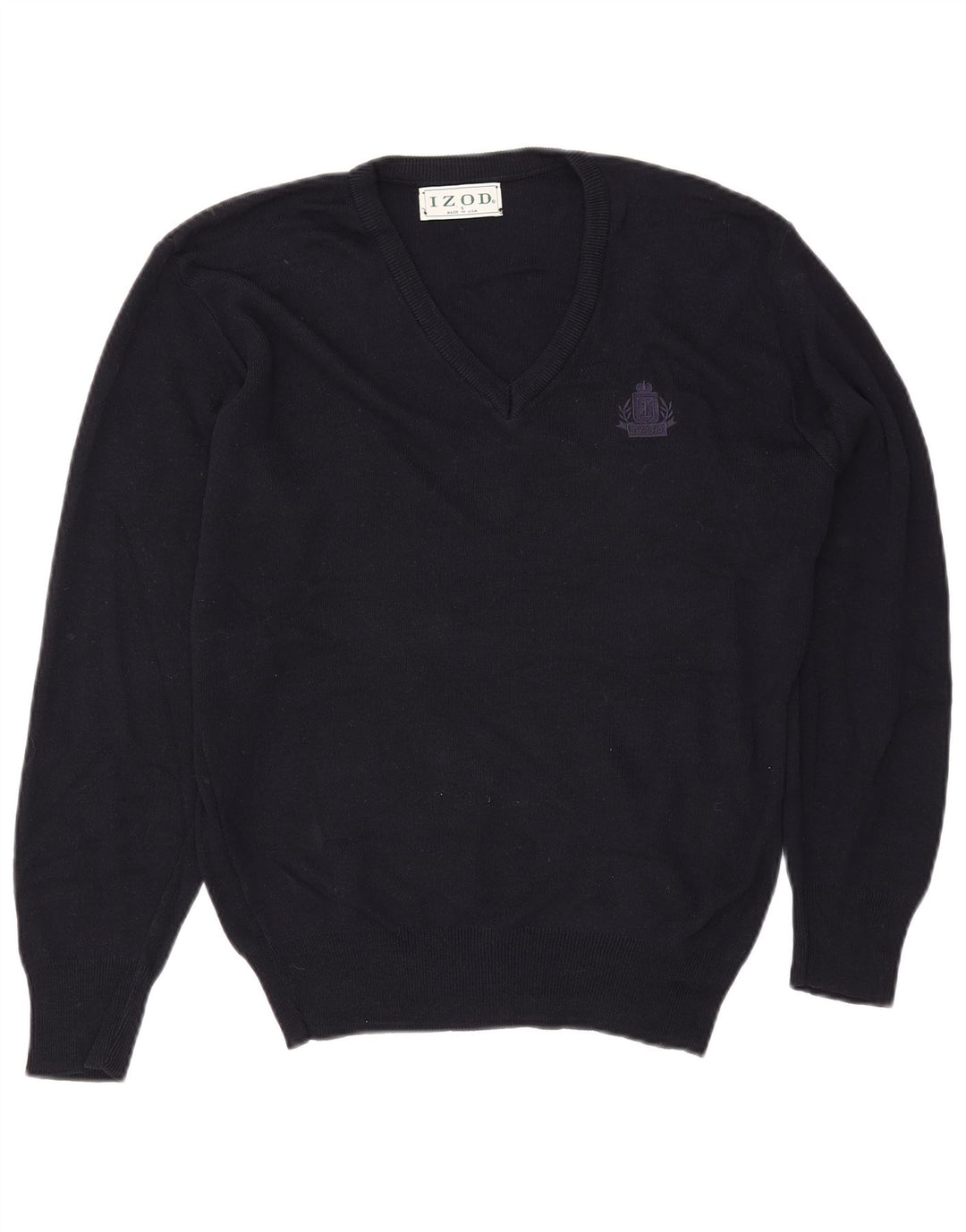 IZOD Pull Col V Homme Petit Bleu Marine Acrylique