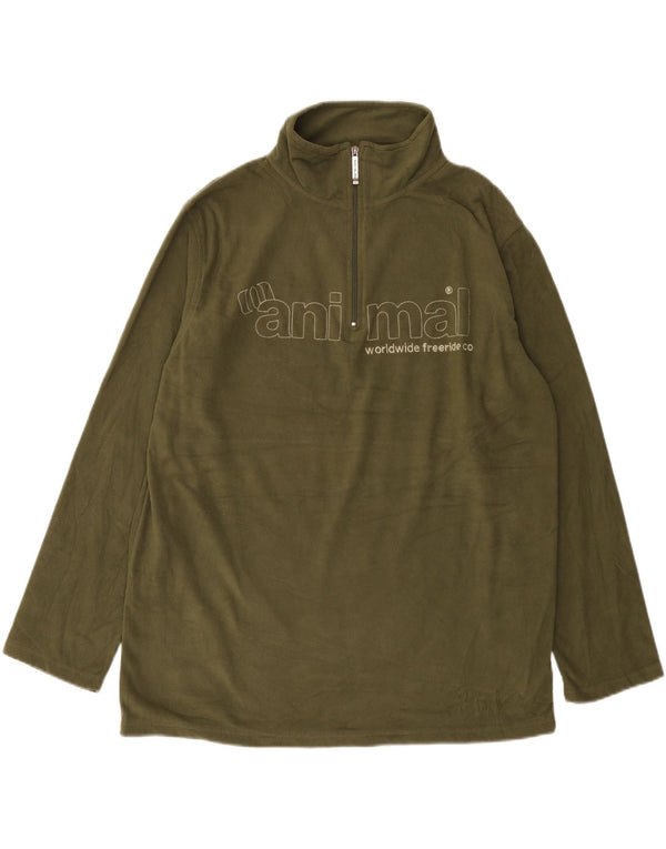Animal Pull polaire à col zippé pour homme XL Kaki Polyester