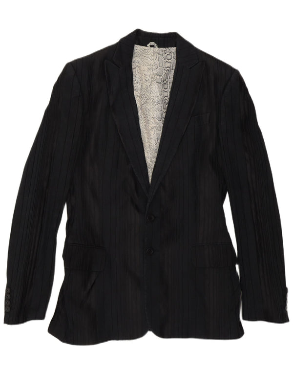 Just Cavalli Veste Blazer 2 Boutons Homme IT 50 Grand Coton Rayé Noir