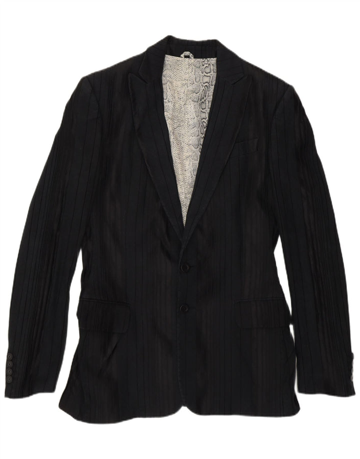 Just Cavalli Veste Blazer 2 Boutons Homme IT 50 Grand Coton Rayé Noir