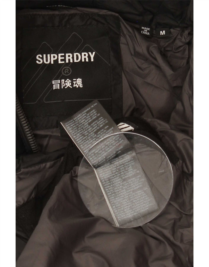 Superdry Veste matelassée à capuche pour hommes UK 38 Medium Noir Polyester
