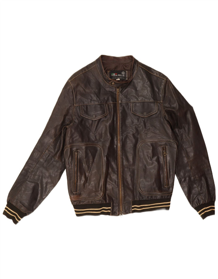 Veste en cuir homme vintage IT 52 XL Cuir marron