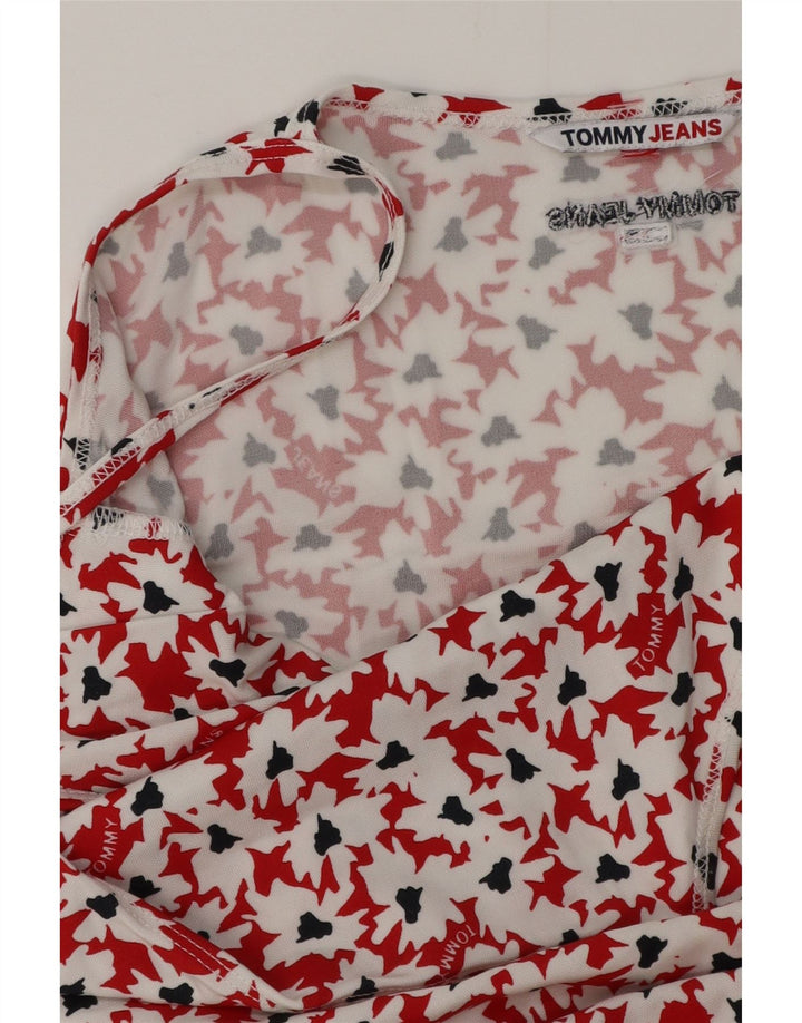 TOMMY HILFIGER Haut chemisier à motif abstrait pour femme UK 12 Rouge moyen