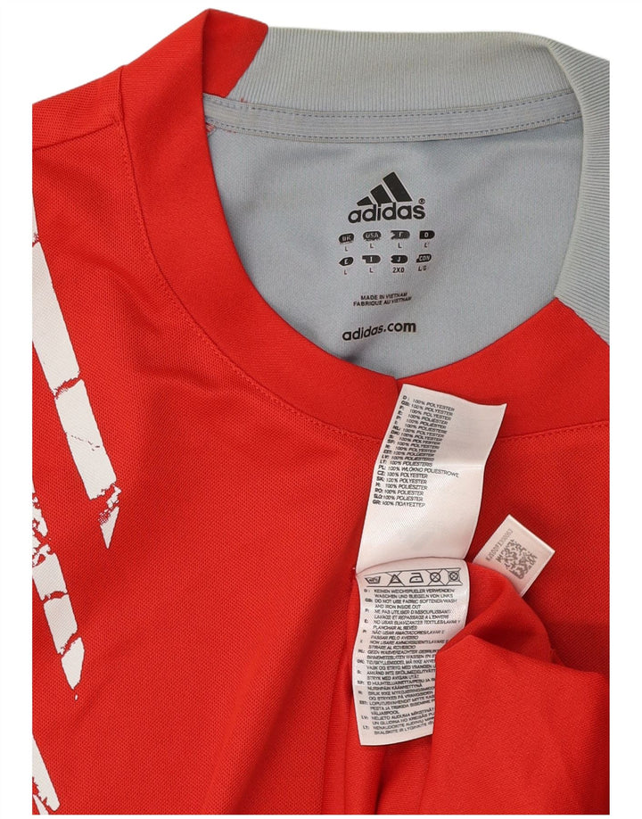 Adidas Mens Climacool Graphic T-Shirt Top Large Rouge Colorblock Polyester